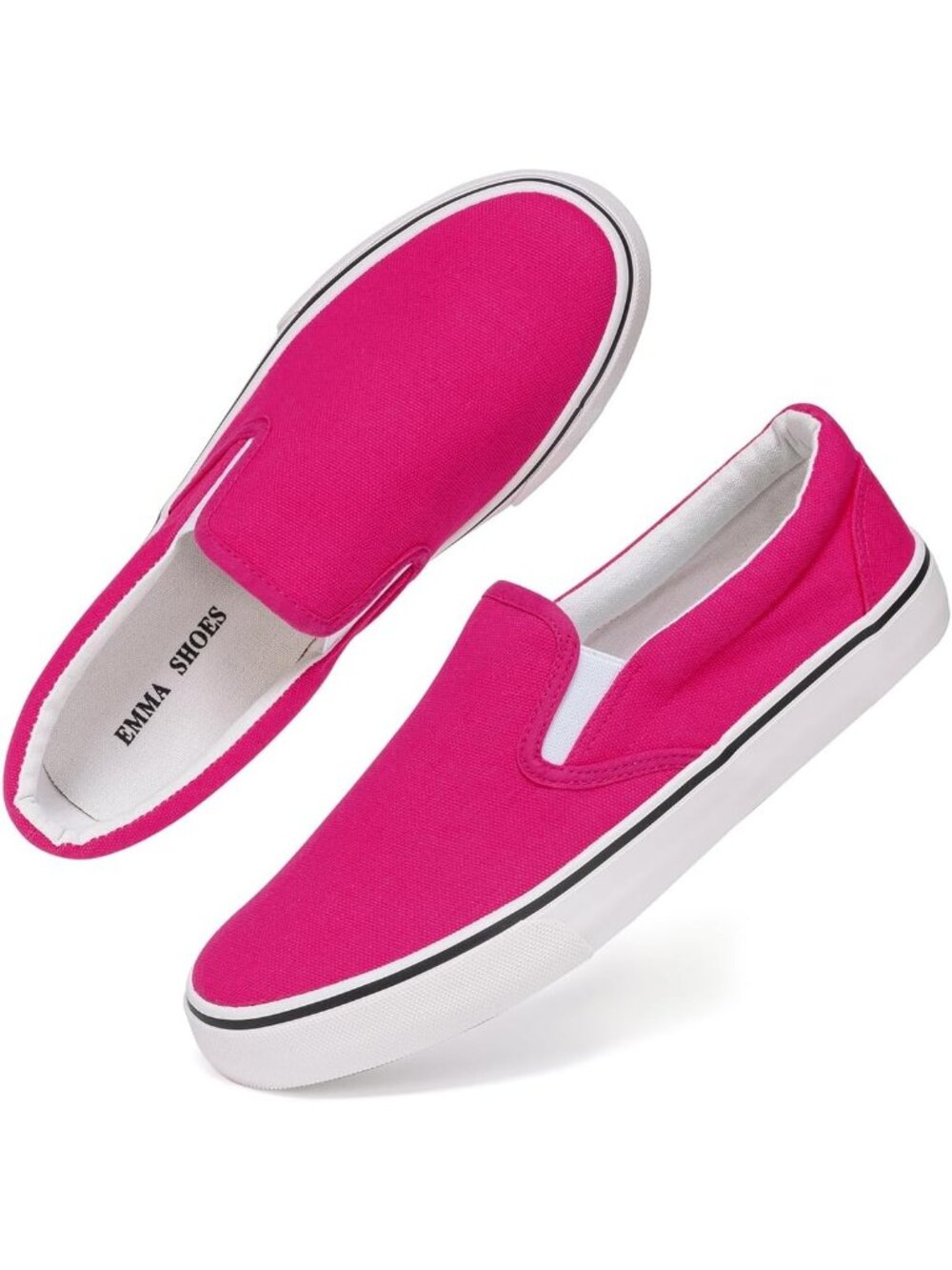 Women's Fuschia Canvas Round Toe Slip On Flat Breathable Casual Sneaker